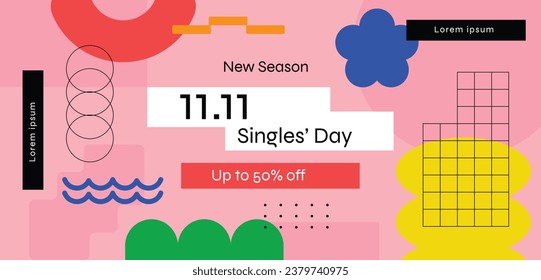 11.11 sale background. single's day sale. 11.11 Shopping festival promotion. Vector illustration Template for Poster, Banner, Flyer, Card, Post, Cover. Singles Day discount concept.