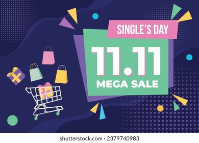 11.11 sale background. single's day sale. 11.11 Shopping festival promotion. Vector illustration Template for Poster, Banner, Flyer, Card, Post, Cover. Singles Day discount concept.