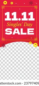 11.11 sale background. single's day sale. 11.11 Shopping festival promotion. Vector illustration Template for Poster, Banner, Flyer, Card, Post, Cover. Singles Day discount concept.