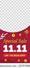 11.11 sale background. single's day sale. 11.11 Shopping festival promotion. Vector illustration Template for Poster, Banner, Flyer, Card, Post, Cover. Singles Day discount concept.