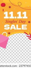 11.11 sale background. single's day sale. 11.11 Shopping festival promotion. Vector illustration Template for Poster, Banner, Flyer, Card, Post, Cover. Singles Day discount concept.