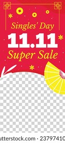 11.11 sale background. single's day sale. 11.11 Shopping festival promotion. Vector illustration Template for Poster, Banner, Flyer, Card, Post, Cover. Singles Day discount concept.