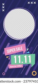 11.11 sale background. single's day sale. 11.11 Shopping festival promotion. Vector illustration Template for Poster, Banner, Flyer, Card, Post, Cover. Singles Day discount concept.