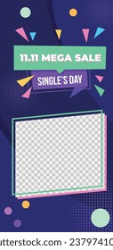 11.11 sale background. single's day sale. 11.11 Shopping festival promotion. Vector illustration Template for Poster, Banner, Flyer, Card, Post, Cover. Singles Day discount concept.