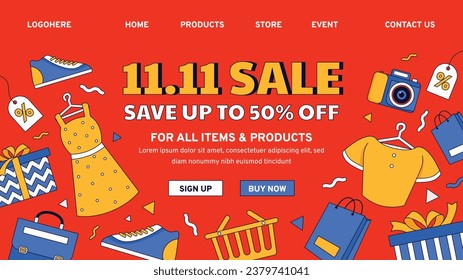 11.11 sale background. single's day sale. 11.11 Shopping festival promotion. Vector illustration Template for Poster, Banner, Flyer, Card, Post, Cover. Singles Day discount concept.