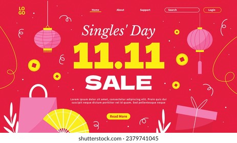 11.11 sale background. single's day sale. 11.11 Shopping festival promotion. Vector illustration Template for Poster, Banner, Flyer, Card, Post, Cover. Singles Day discount concept.