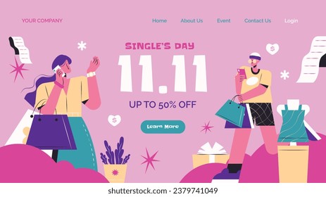 11.11 sale background. single's day sale. 11.11 Shopping festival promotion. Vector illustration Template for Poster, Banner, Flyer, Card, Post, Cover. Singles Day discount concept.