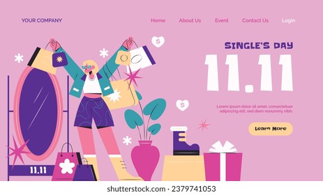 11.11 sale background. single's day sale. 11.11 Shopping festival promotion. Vector illustration Template for Poster, Banner, Flyer, Card, Post, Cover. Singles Day discount concept.