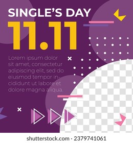 11.11 sale background. single's day sale. 11.11 Shopping festival promotion. Vector illustration Template for Poster, Banner, Flyer, Card, Post, Cover. Singles Day discount concept.