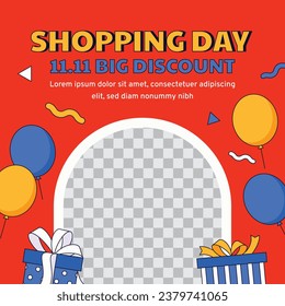 11.11 sale background. single's day sale. 11.11 Shopping festival promotion. Vector illustration Template for Poster, Banner, Flyer, Card, Post, Cover. Singles Day discount concept.