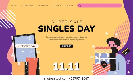 11.11 sale background. single's day sale. 11.11 Shopping festival promotion. Vector illustration Template for Poster, Banner, Flyer, Card, Post, Cover. Singles Day discount concept.