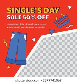 11.11 sale background. single's day sale. 11.11 Shopping festival promotion. Vector illustration Template for Poster, Banner, Flyer, Card, Post, Cover. Singles Day discount concept.