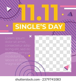 11.11 sale background. single's day sale. 11.11 Shopping festival promotion. Vector illustration Template for Poster, Banner, Flyer, Card, Post, Cover. Singles Day discount concept.