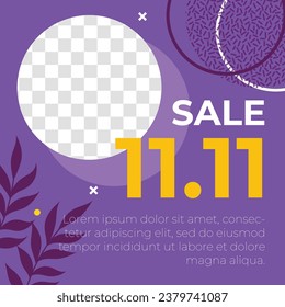 11.11 sale background. single's day sale. 11.11 Shopping festival promotion. Vector illustration Template for Poster, Banner, Flyer, Card, Post, Cover. Singles Day discount concept.