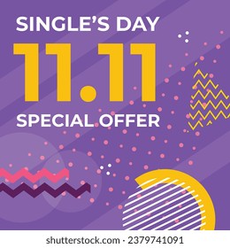 11.11 sale background. single's day sale. 11.11 Shopping festival promotion. Vector illustration Template for Poster, Banner, Flyer, Card, Post, Cover. Singles Day discount concept.