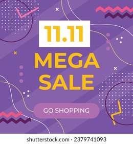 11.11 sale background. single's day sale. 11.11 Shopping festival promotion. Vector illustration Template for Poster, Banner, Flyer, Card, Post, Cover. Singles Day discount concept.