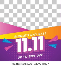 11.11 sale background. single's day sale. 11.11 Shopping festival promotion. Vector illustration Template for Poster, Banner, Flyer, Card, Post, Cover. Singles Day discount concept.