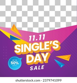 11.11 sale background. single's day sale. 11.11 Shopping festival promotion. Vector illustration Template for Poster, Banner, Flyer, Card, Post, Cover. Singles Day discount concept.