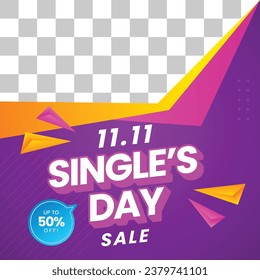 11.11 sale background. single's day sale. 11.11 Shopping festival promotion. Vector illustration Template for Poster, Banner, Flyer, Card, Post, Cover. Singles Day discount concept.