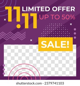 11.11 sale background. single's day sale. 11.11 Shopping festival promotion. Vector illustration Template for Poster, Banner, Flyer, Card, Post, Cover. Singles Day discount concept.