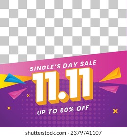 11.11 sale background. single's day sale. 11.11 Shopping festival promotion. Vector illustration Template for Poster, Banner, Flyer, Card, Post, Cover. Singles Day discount concept.