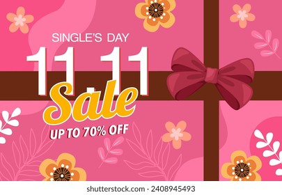 11.11 sale background. Single's day sale. 11.11 Shopping festival promotion. Vector illustration template for Poster, Banner, Flyer, Card, Post, Cover. Singles Day discount concept.