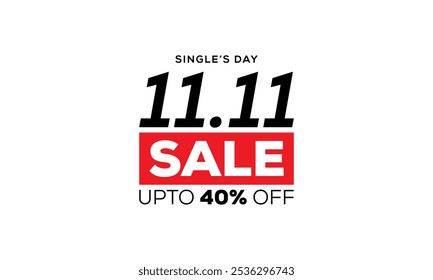 11-11 Sale Banner. Singles' Day sale banner template design for social media and website. vector discount promotion graphic style.