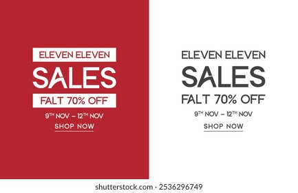 11-11 Sale Banner. Singles' Day sale banner template design for social media and website. vector discount promotion graphic style.