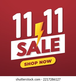 11-11 Sale Banner. World Biggest Shopping Festival Big Sale 11-11 Abstract Modern Banner Design Vector Editable Template.