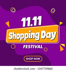 11.11 Shopping Day Label Promotion Banner, Flyer, and Poster Vector