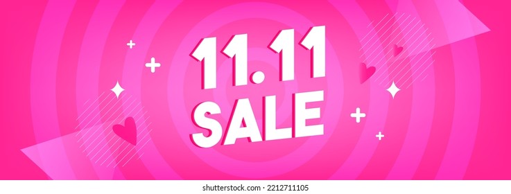 11.11 Ilustración vectorial de fondo de banner de venta en el día de la compra. Tema rosa caliente