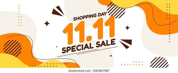 11.11 venta de banner diseño con fondo abstracto de color naranja, amarillo y marrón. ilustración vectorial