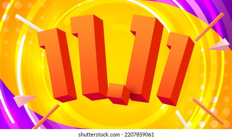 11.11 Shopping day sale. Global shopping world day. 11.11 Crazy sales online. Vector illustration