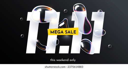 11.11 Shopping day sale. Global shopping world day. 11.11 Crazy sales online. Vector illustration