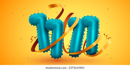 11.11 Shopping day sale. Global shopping world day. 11.11 sale banner with balloons in the shape of numbers and golden confetti. Vector illustration