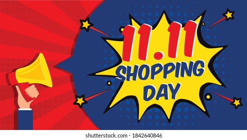 11.11 Shopping day sale poster or flyer design, vector illustration