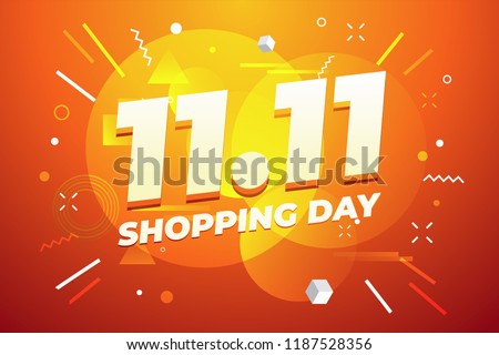 11.11 Shopping day sale poster or flyer design. Global shopping world day Sale on colorful background. 11.11 Crazy sales online.
