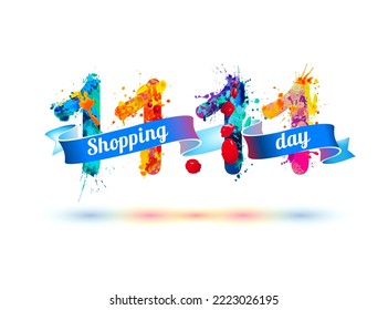 11.11. Shopping day. Splash paint vector letters