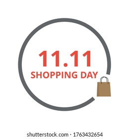11.11 vectores de día de la compra. Descuento especial. Campaña de marketing, publicidad. Concepto de negocio y marketing. Diseño plano sobre fondo blanco.
