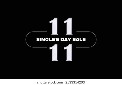 11.11 single day sale web or social media. Silver 11 metallic number 3d illustration vector premium