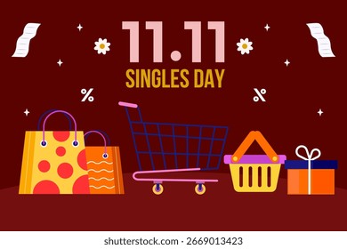 11.11 singles día ilustración de fondo diseño plano