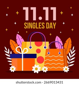 11.11 singles day illustration in flat design style
