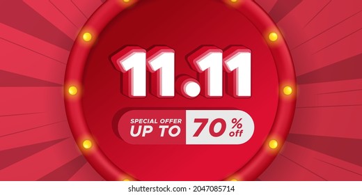 11.11 single's day shopping day discount promotion poster banner advertising final big mega sale with 3d text