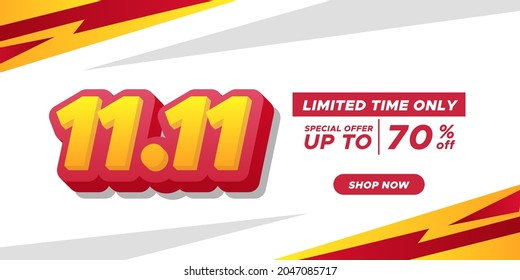 11.11 single's day shopping day discount promotion poster banner advertising final big mega sale with 3d text