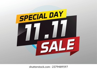 11.11 Special day sale word concept vector illustration with ribbon and 3d style for use landing page, template, ui, web, mobile app, poster, banner, flyer, background, gift card, coupon