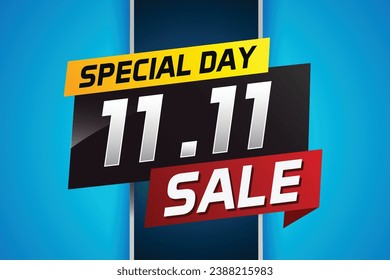 11.11 Special day sale word concept vector illustration with ribbon and 3d style for use landing page, template, ui, web, mobile app, poster, banner, flyer, background, gift card, coupon