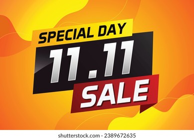 11.11 Special day sale word concept vector illustration with ribbon and 3d style for use landing page, template, ui, web, mobile app, poster, banner, flyer, background, gift card, coupon