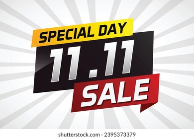 11.11 Special day sale word concept vector illustration with ribbon and 3d style for use landing page, template, ui, web, mobile app, poster, banner, flyer, background, gift card, coupon

