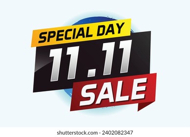 11.11 Special day sale word concept vector illustration with ribbon and 3d style for use landing page, template, ui, web, mobile app, poster, banner, 