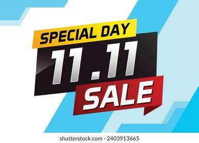 11.11 Special day sale word concept vector illustration with ribbon and 3d style for use landing page, template, ui, web, mobile app, poster, banner, flyer, background, gift card, coupon
